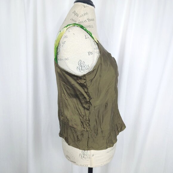 Vintage Top Blouse Tank Large Satin Silk Green - Picture 7 of 8